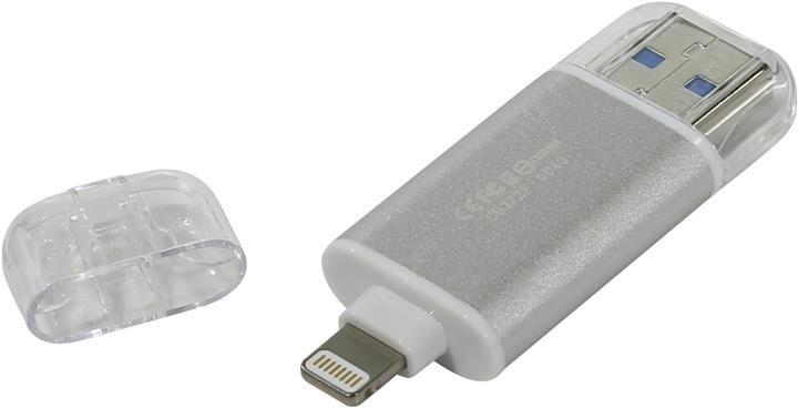 Флеш накопитель USB 3.1 32Gb Transcend JetDrive Go 300 (TS32GJDG300S, 100Mb/s, USB 3.1 + Lightning, silver)