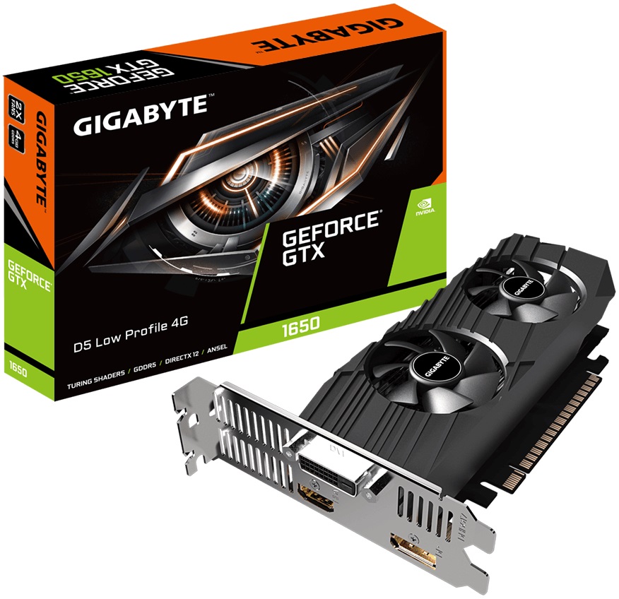 Видеокарта Gigabyte GF GTX1650 4096Mb (GV-N1650D5-4GL, 128bit, GDDR5, DVI+HDMI+DP) RTL