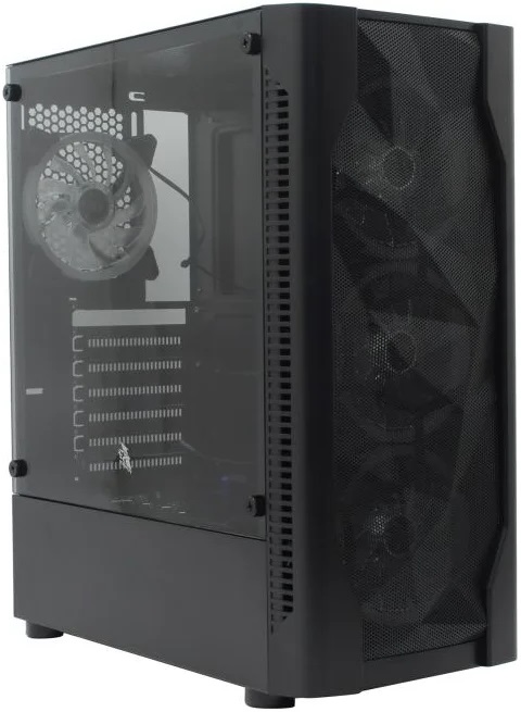 Корпус 1STPLAYER DK-D4 (D4-BK-4G6) (без БП, ATX, USB3.0, 4x rainbow LED Fan, black)