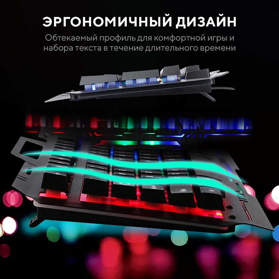 Клавиатура FUMIKO RAZORSHARP FKW-03L-K (USB, радужная подсветка, игровая, мультимедийная, 1.5m, black)