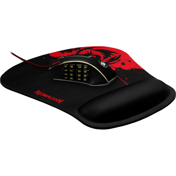 Коврик для мыши Redragon (LIBRA, тканевый на резиновой основе, игровой, подставка под запястье, black-red, 259x248x3mm)