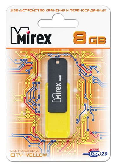 Флеш накопитель USB 2.0 8Gb Mirex City (yellow)