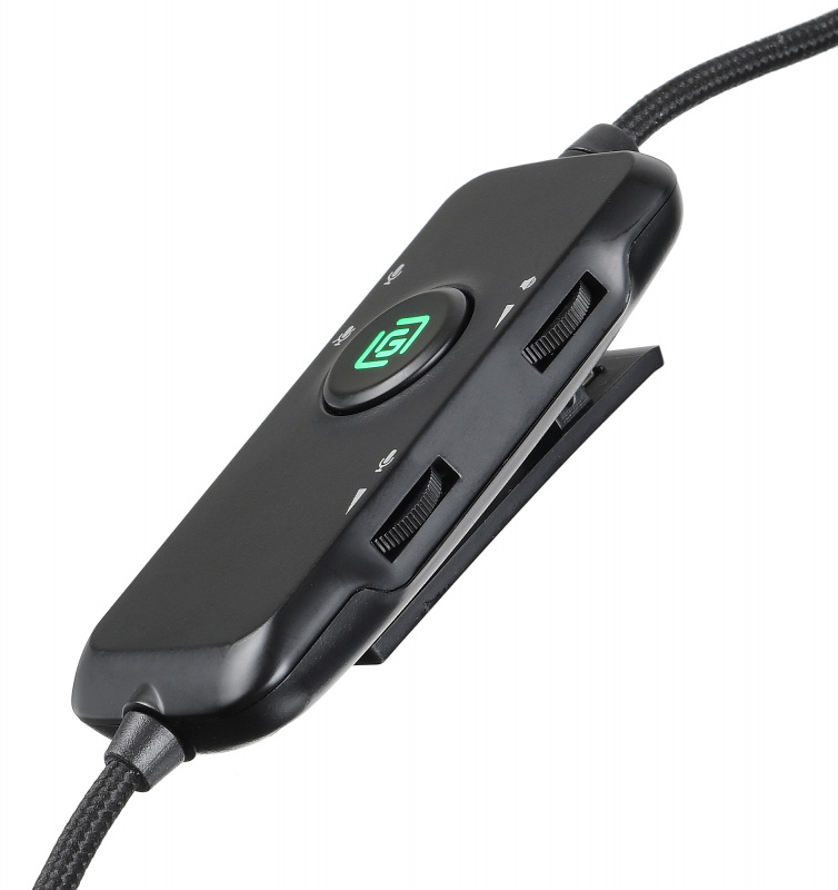 Наушники Oklick COBRA HS-L950G (полноразмерные закрытые, подключение по USB, с микрофоном, регулятор, игровые, виртуальный объёмный звук 7.1, 2.2m, подсветка, black)