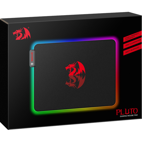 Коврик для мыши Redragon (PLUTO, тканевый на резиновой основе, игровой, RGB подсветка, black-red, 330x260x3mm)