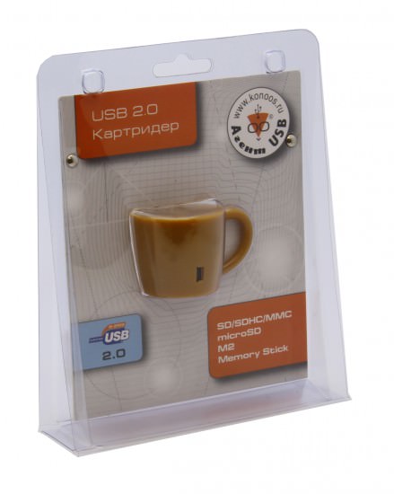 Картридер Konoos (UK-24, SDHC, microSD, M2, MS, MMC, brown, USB 2.0)