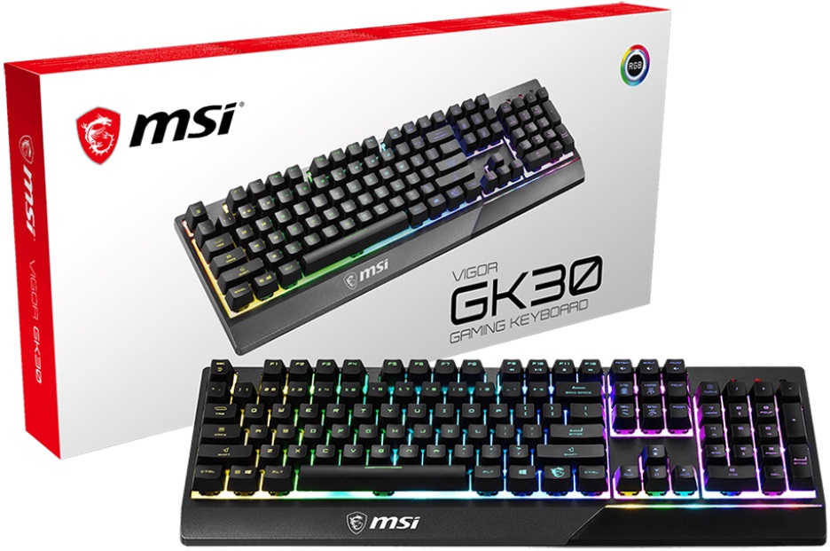 Клавиатура MSI Vigor GK30 (USB, регулируемая подсветка, игровая, мультимедийная, водостойкая, black)