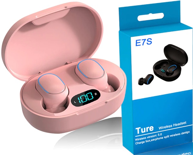 Гарнитура E7S TWS (затычки, беспроводная, Bluetooth 5.0, с микрофоном, до 5 часов работы от батареи, pink)