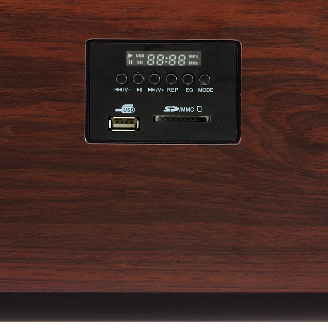 Колонки Crown CMS-3800 (2x10W, Subwoofer 16W, FM, USB, SD, ПДУ, black-brown)