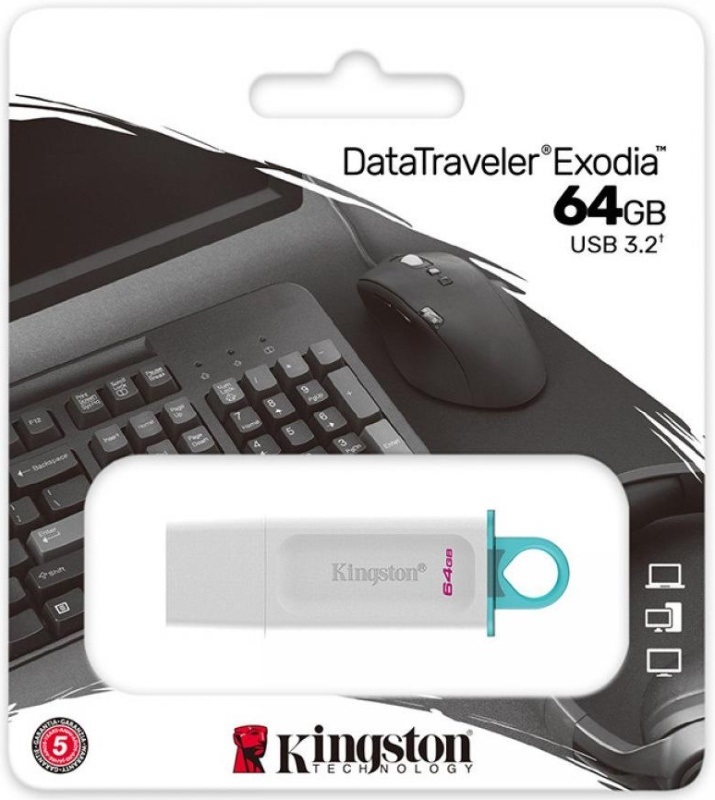 Флеш накопитель USB 3.2 64Gb Kingston DT Exodia (KC-U2G64-5R, white-blue)