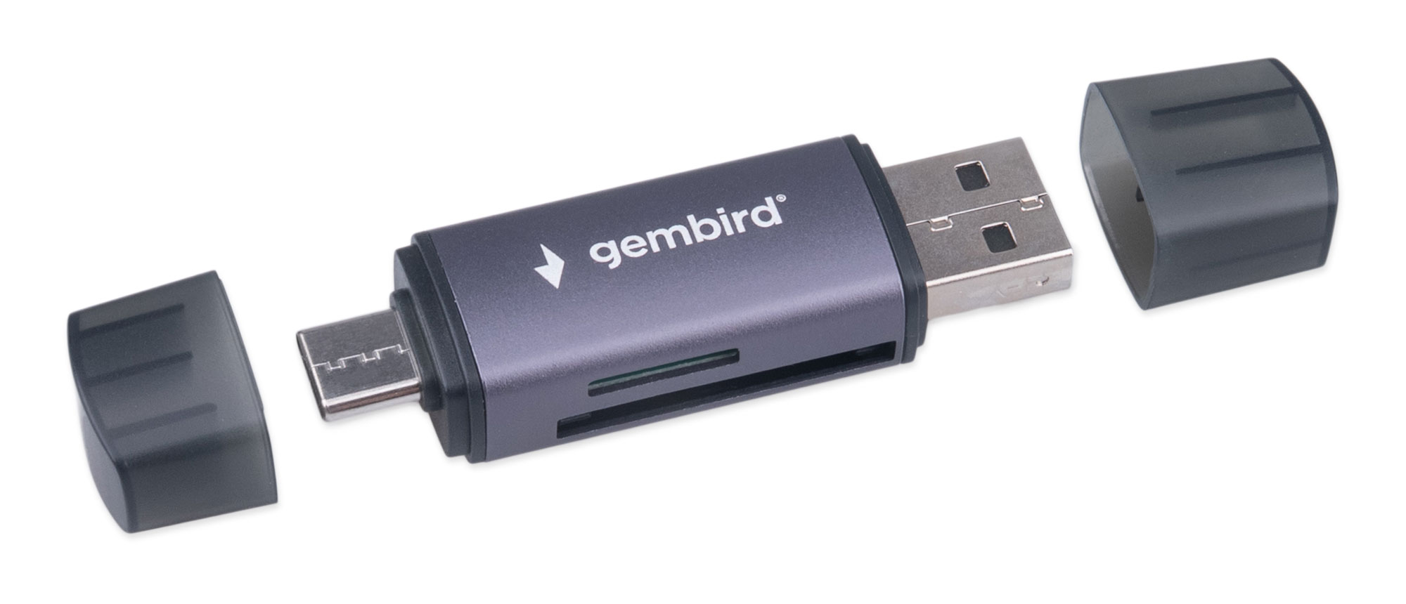 Карт-ридер Gembird (FD2-MSD-6, USB OTG, SDXC, microSD, до 512Gb, grey, USB Type-C / USB A)