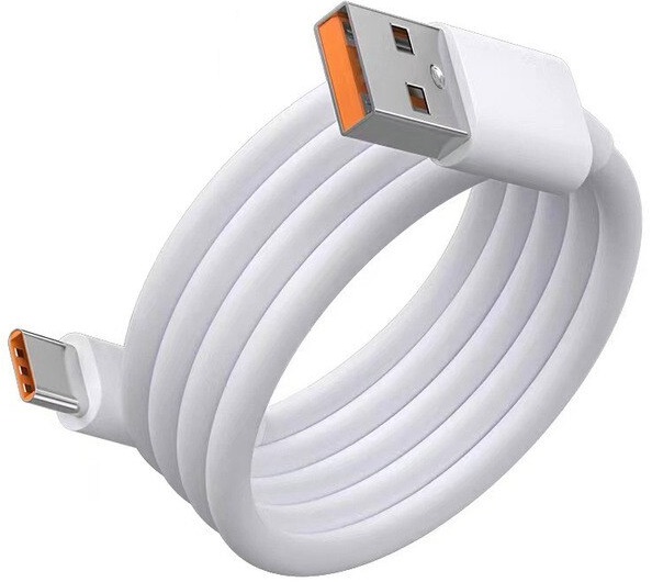 Кабель USB 2.0 Am - Type-C 2.0m (6A, 66W, быстрая зарядка, силиконовый, white)