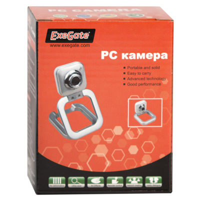 Web-камера ExeGate CM-217 (0.3Mpx, 640x480, без микрофона, универсальное крепление, white-silver)