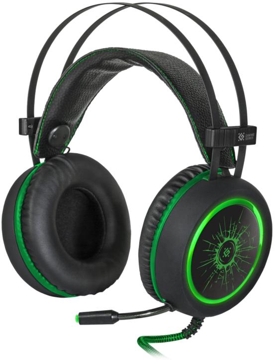 Наушники Defender DeadFire G-530D (полноразмерные закрытые, c микрофоном, игровые, 2.2m, промо-код "Crossout", black-green)