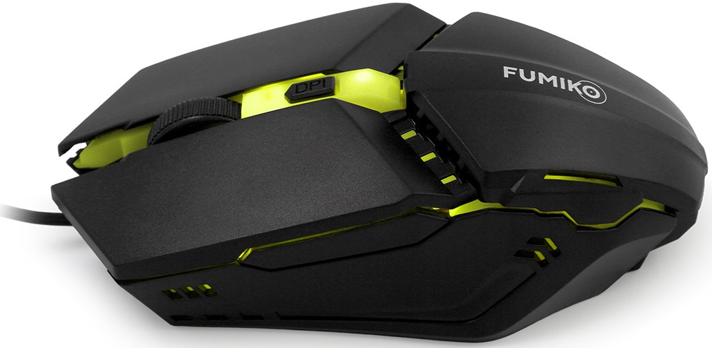Мышь FUMIKO NIGHTHAWK FMW-12L-K (USB, optical, 1600dpi, RGB подсветка, игровая, 1.2m, black)
