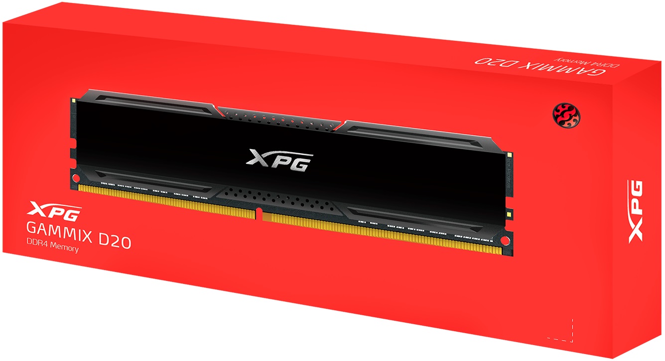 Память DDR4 8Gb PC25600, 3200MHz, ADATA XPG Gammix D20 (AX4U32008G16A-CBK20, 1.35V, black)