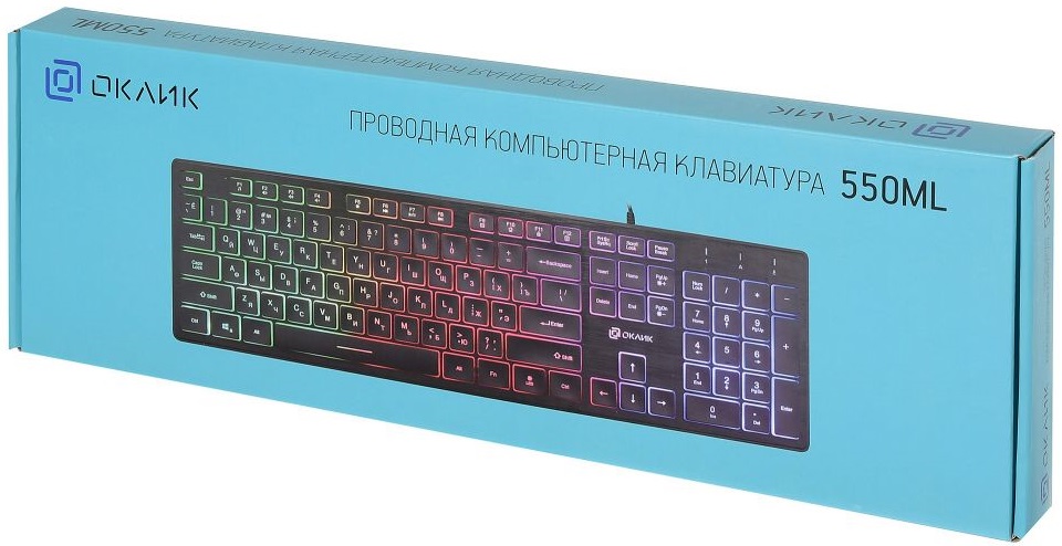 Клавиатура Oklick 550ML (USB, радужная подсветка, black)