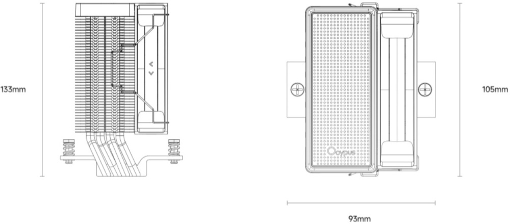 Вентилятор Ocypus Gamma A40 WH ARGB (1150/1151/1155/1156/1200/1700/1851/AM4/AM5, 100mm, Al, Hydro, 600-2400rpm, <30dBa, 4 тепловые трубки, DTH, 4pin, PWM, ARGB LED, 130W, white) RTL