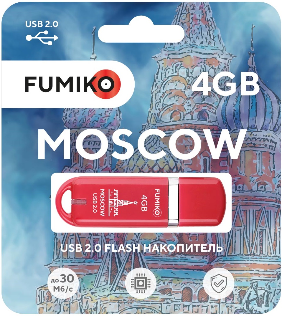 Флеш накопитель USB 2.0 4Gb FUMIKO MOSCOW (FMW-11, 30MB/s, red)