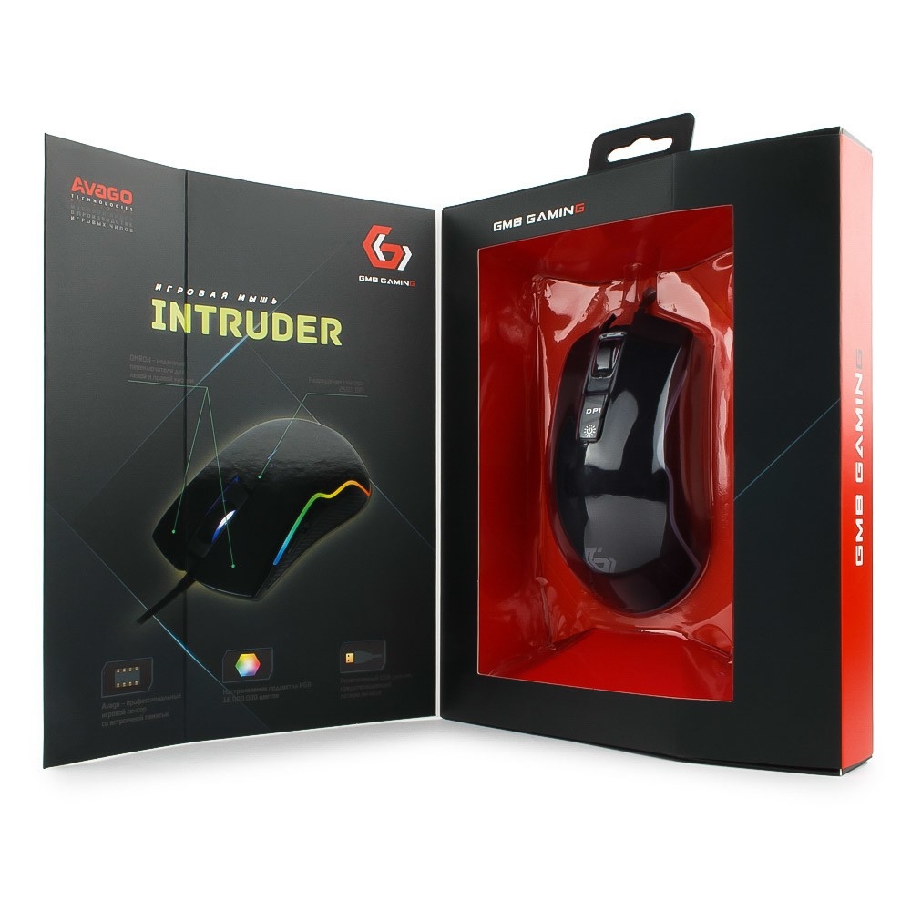 Мышь Gembird INTRUDER MG-700 (USB, optical, 2500dpi, игровая, 1.7m, black)