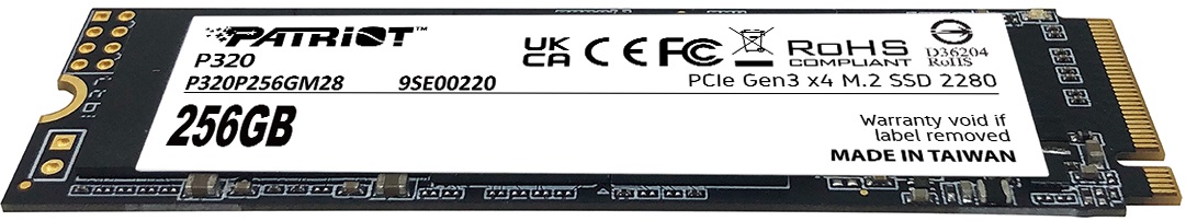 Накопитель SSD M.2 (2280) 256Gb Patriot P320 (P320P256GM28, 2200/1200Mbs, PCI-E Gen3 x4, NVMe 1.3)