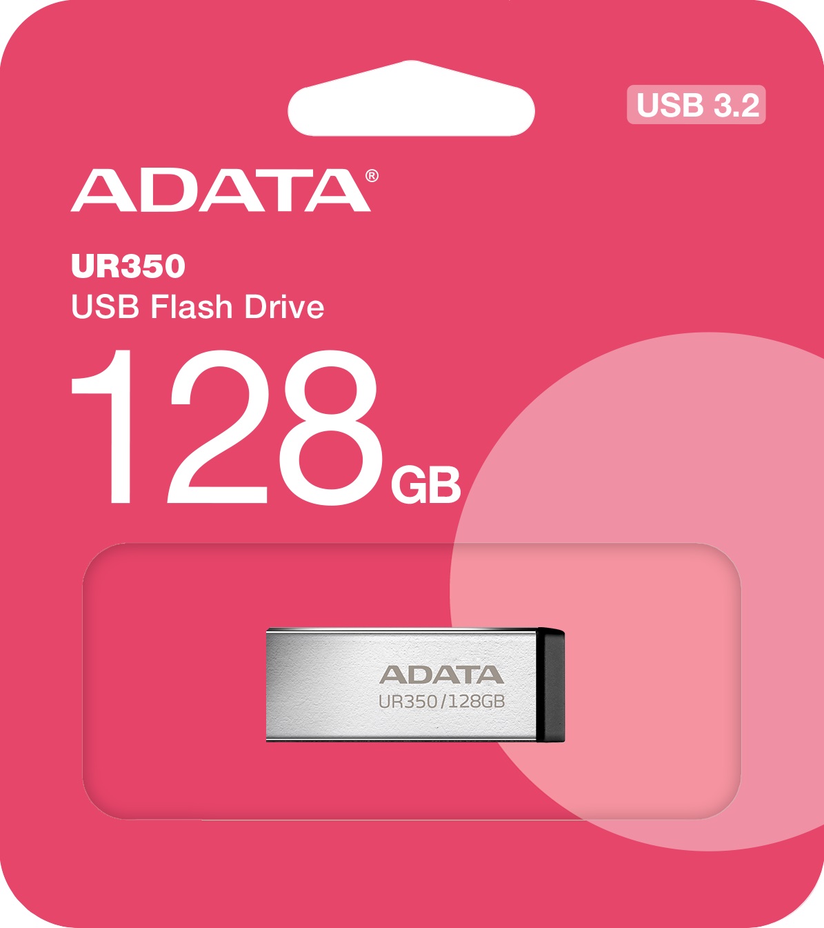 Флеш накопитель USB 3.2 128Gb ADATA UR350 (UR350-128G-RSR/BK, 100MB/s, silver-black)
