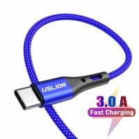 Кабель USB 2.0 Am - Type-C 0.5m (3A, быстрая зарядка, нейлоновая оплётка, blue) USLION