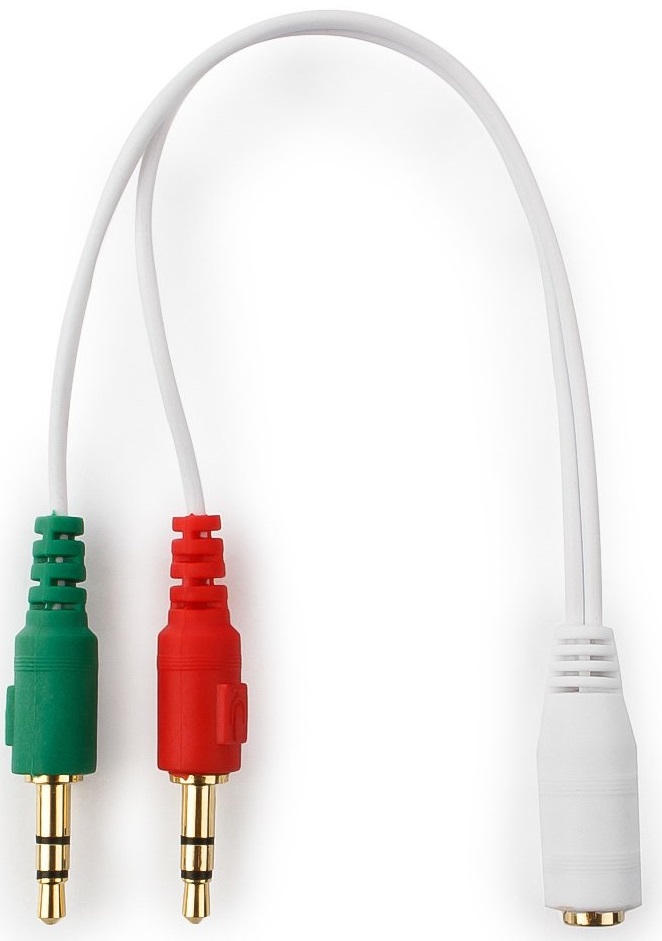Переходник 3.5 Jack 4pin (f) - 2x3.5 Jack 3pin (m) (CCA-418W, 0.2m, white) Cablexpert