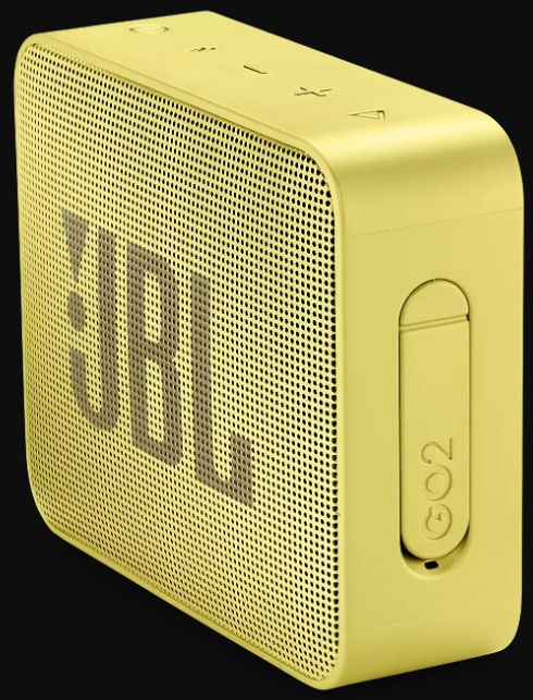 Колонка JBL GO 2 (3W, портативная, аккумулятор 730mAh, до 5ч, Bluetooth v.4.1, микрофон, громкая связь, AUX, защита от воды, lemonade yellow)