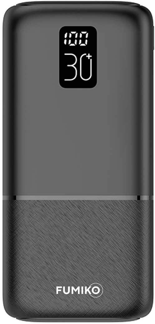 Внешний аккумулятор FUMIKO FPB12 (FPB12-01, 30000mAh, 3*USB 2.1A, вход 2.1A, black)
