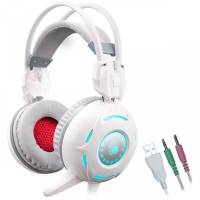 Наушники A4Tech Bloody G300 (полноразмерные закрытые, c микрофоном, игровые, подсветка, 1.8m, white-grey)