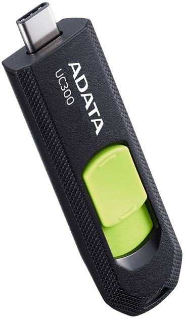 Флеш накопитель USB 3.2 64Gb ADATA UC300 (ACHO-UC300-64GRBK/GN, OTG Type-C, 100MB/s, black-green)