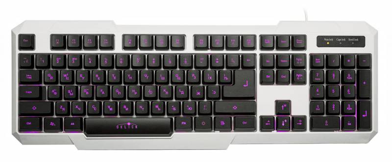 Клавиатура Oklick 740G (USB, игровая, с трёхцветной регулируемой подсветкой, white)