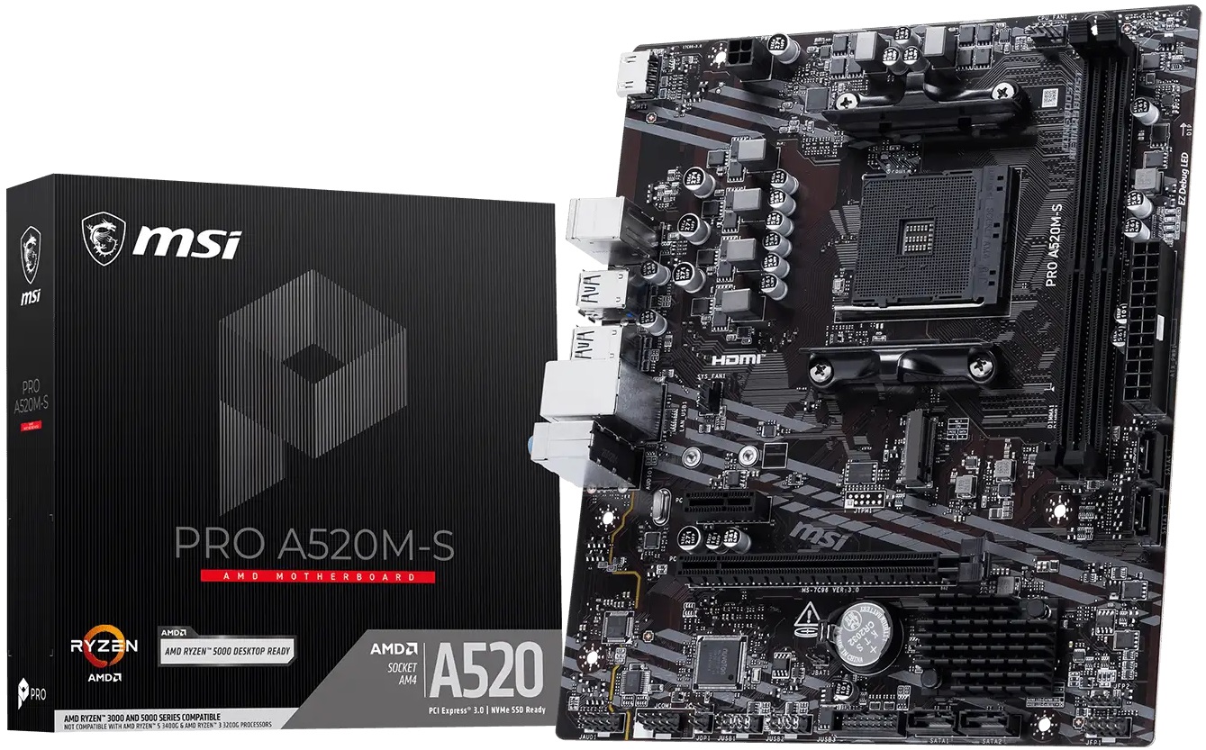 Материнская плата MSI PRO A520M-S (AM4, mATX) RTL