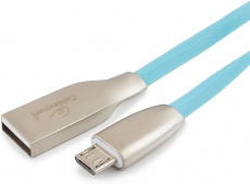 Кабель USB 2.0 Am - micro USB 1.0m (CC-G-mUSB01Bl-1M, серия Gold, не спутывается, blue) Cablexpert