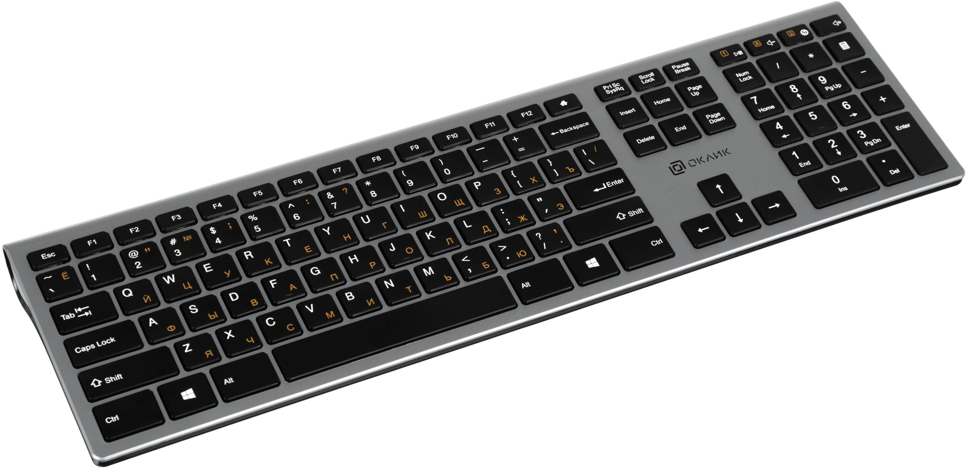 Клавиатура беспроводная Oklick 890S (USB, мультимедийная, grey)