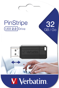 Флеш накопитель USB 2.0 32Gb Verbatim PinStripe (049064, black)