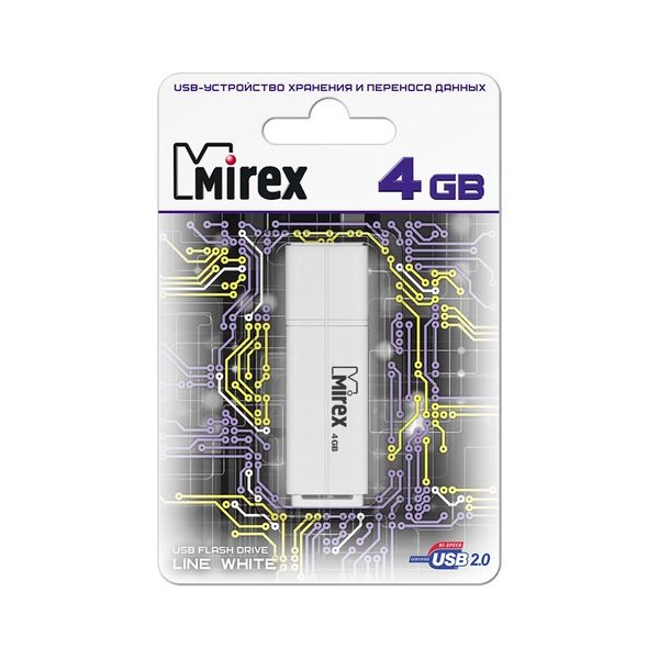 Флеш накопитель USB 2.0 4Gb Mirex Line (white)