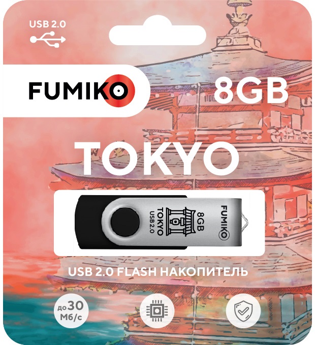 Флеш накопитель USB 2.0 8Gb FUMIKO TOKYO (FTO-02, 30MB/s, black)