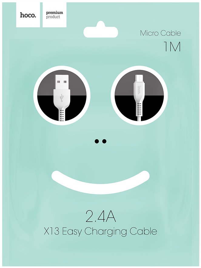 Кабель USB 2.0 Am - micro USB 1.0m (X13 Easy charged, 2.4A, быстрая зарядка, black) hoco