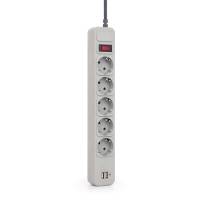 Сетевой фильтр KRAULER (5 розеток, 3 метра, 2xUSB, white) RTL