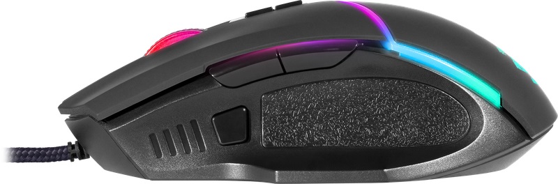 Мышь Defender Warfame GM-880L (USB, optical, 12800dpi, 1000Hz, RGB подсветка, игровая, редактор макросов, эмуляция клавиш клавиатуры, soft-touch, 1.7m, ферритовый фильтр, black)