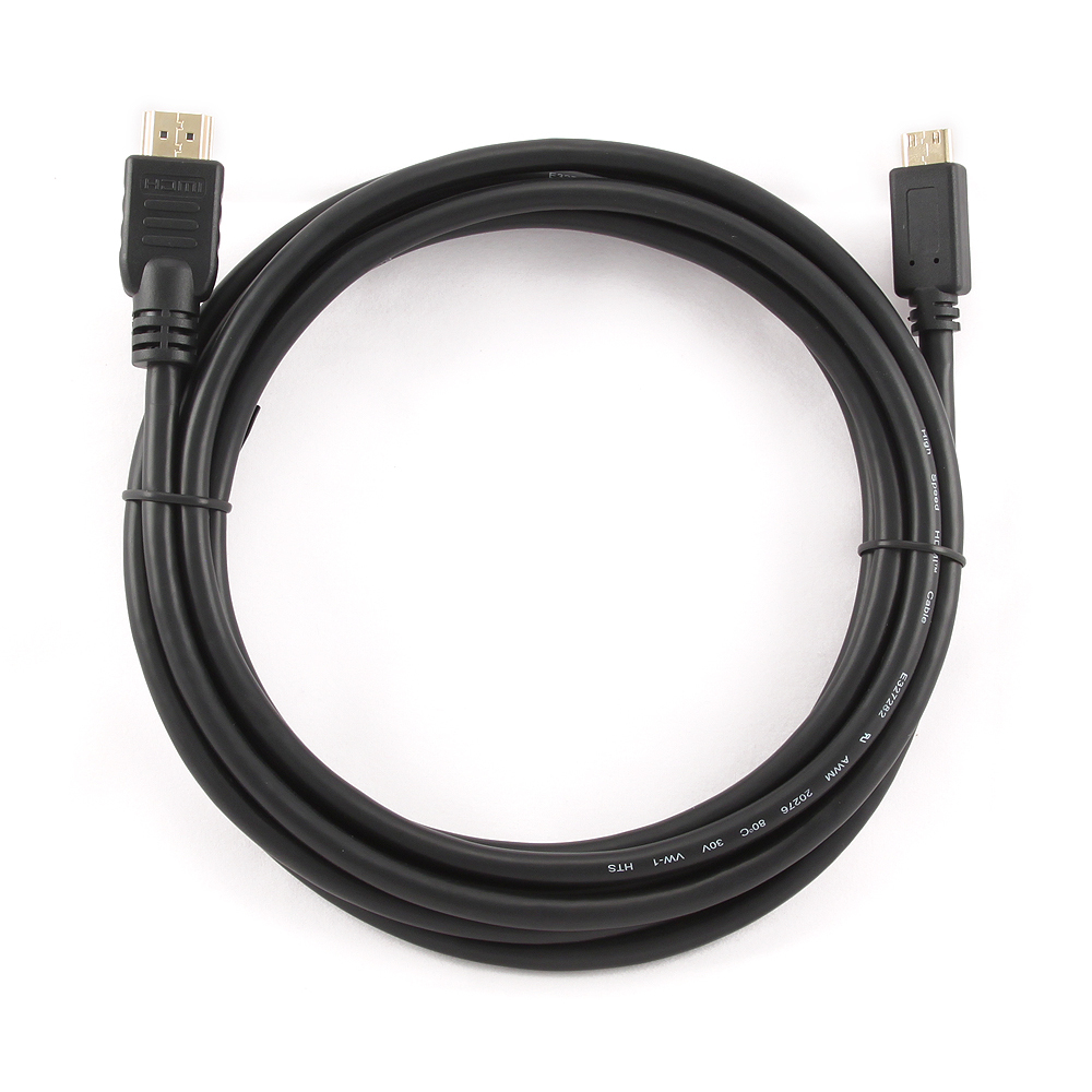 Кабель HDMIm-MiniHDMIm 3.0m (CC-HDMIC-10, ver.1.3, с позолоченными контактами, экранированный, black) Cablexpert