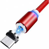 Кабель USB 2.0 Am - micro USB 1.0m (2.4A, нейлоновая оплётка, магнитный, red)