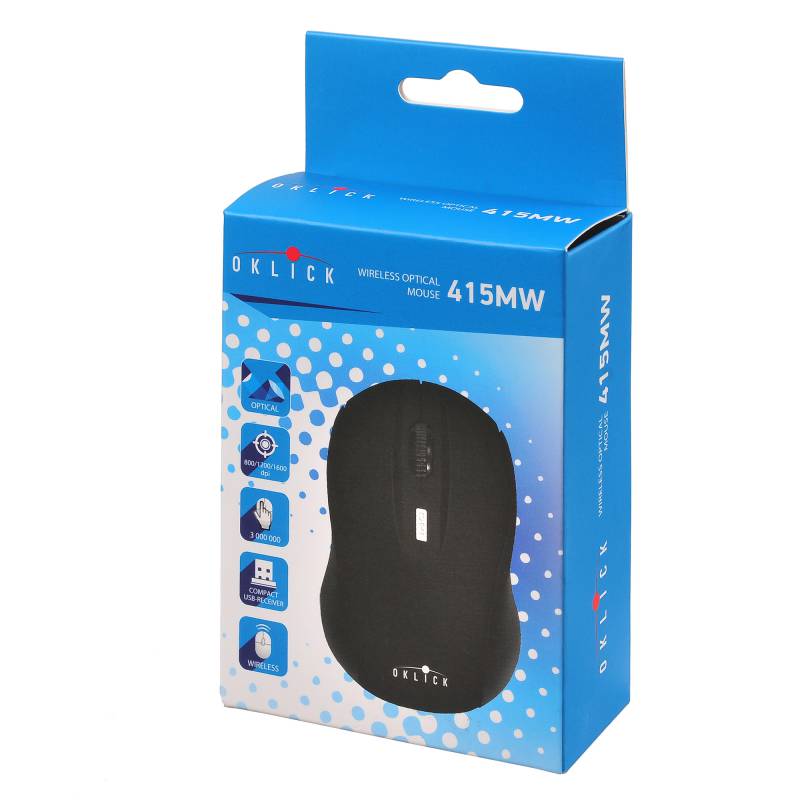 Мышь беспроводная Oklick 415MW (optical, 1600dpi, 2xAAA, black)