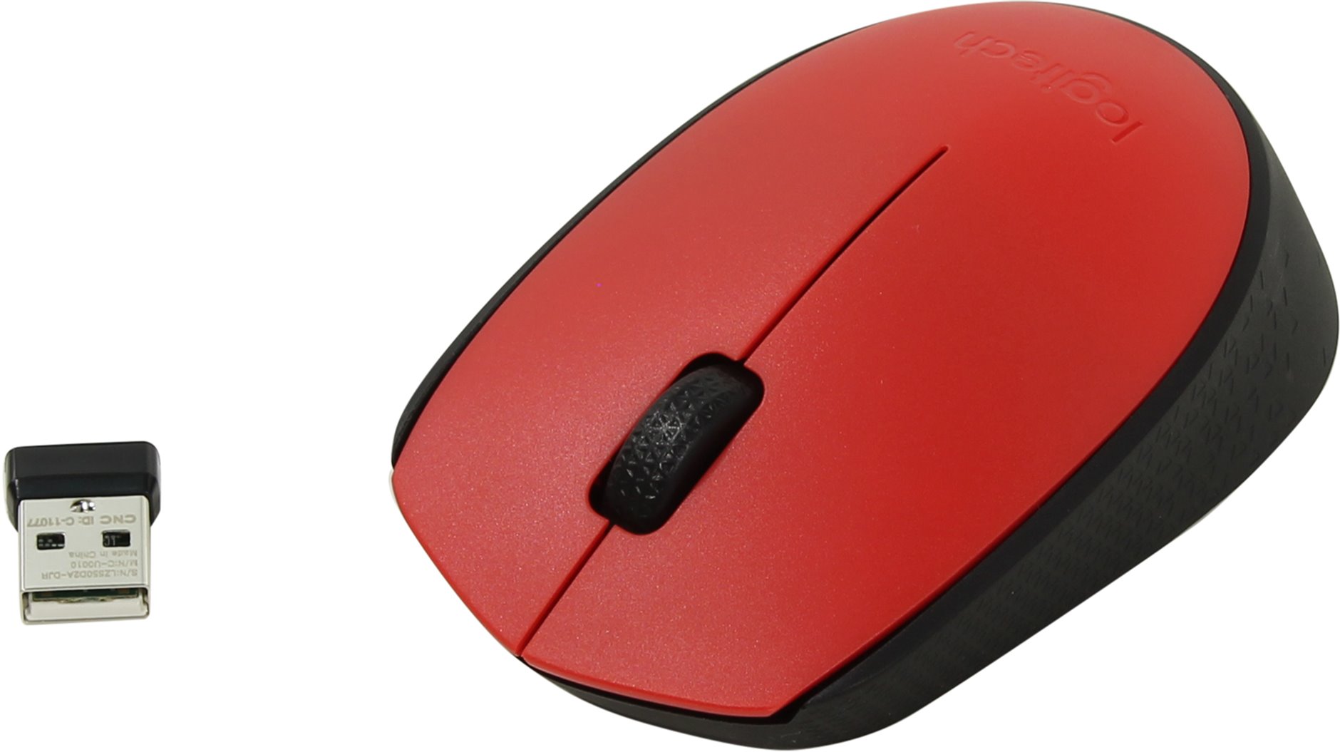 Мышь беспроводная Logitech M171 (optical, 1000dpi, AA, red-black)