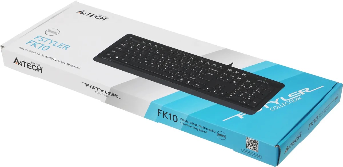 Клавиатура A4Tech Fstyler FK10 (USB, мультимедийная, black-grey)