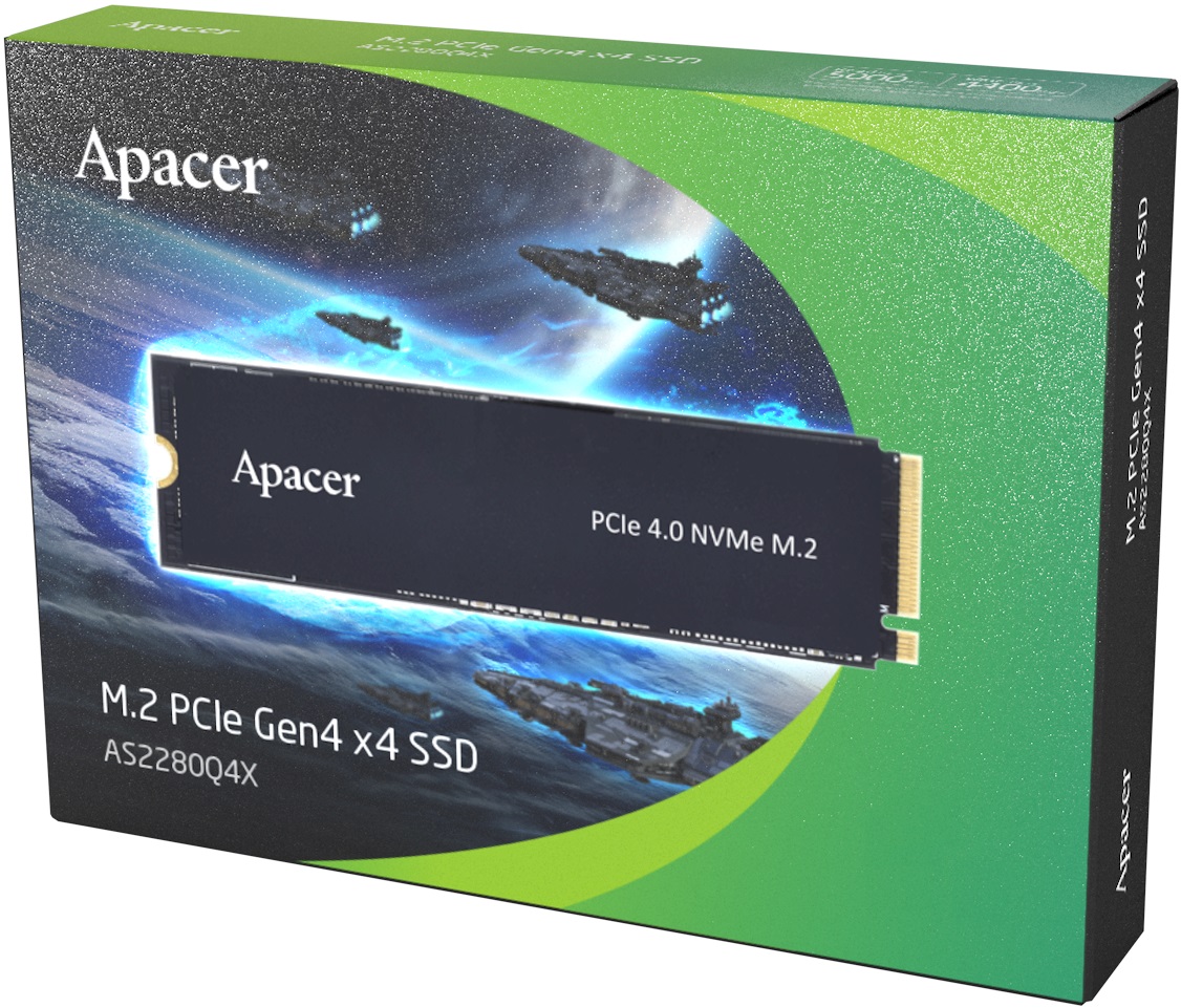 Накопитель SSD M.2 (2280) 1Tb Apacer AS2280Q4X (AP1TBAS2280Q4X-1, 5000/4400Mbs, PCI-E Gen4 x4, NVMe 1.4)