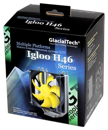 Вентилятор GlacialTech Igloo H46 PWM (1150/1151/1155/1156/1366/2011/775/AM2/AM3/FM1/FM2, 120mm, Al, 800-1600rpm, 15-31dBa, 4 тепловые трубки, DTH, 4pin, 130W) RTL