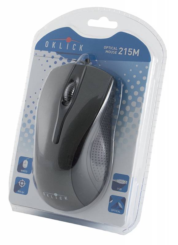 Мышь Oklick 215M (USB, optical, 1000dpi, black-grey)