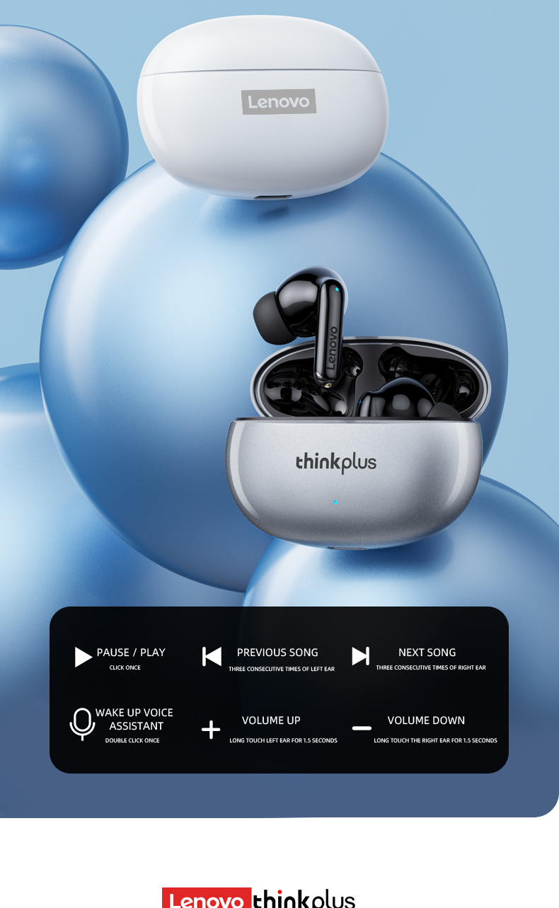 Гарнитура Lenovo Live Pods XT88 (затычки, беспроводная, Bluetooth 5.0, с микрофоном, до 4 часов работы от батареи, white)